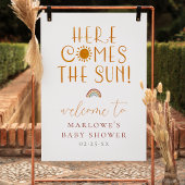 Here 来 The Sun Boho Boy Baby Shower Welcome ポスター
