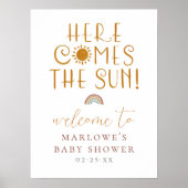 Here 来 The Sun Boho Boy Baby Shower Welcome ポスター (正面)