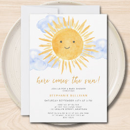 Here 来 The Sun Boy's Baby Shower 招待状