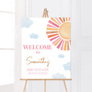 Here 来 The Sun Girl Baby Shower Welcome ポスター