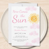 Here 来 The Sun Girl's Baby Shower 招待状