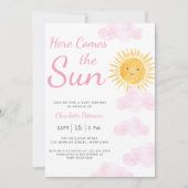 Here 来 The Sun Girl's Baby Shower 招待状 (正面)