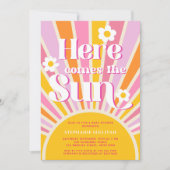 Here 来 The Sun Sunshine Girl Baby Shower 招待状 (正面)