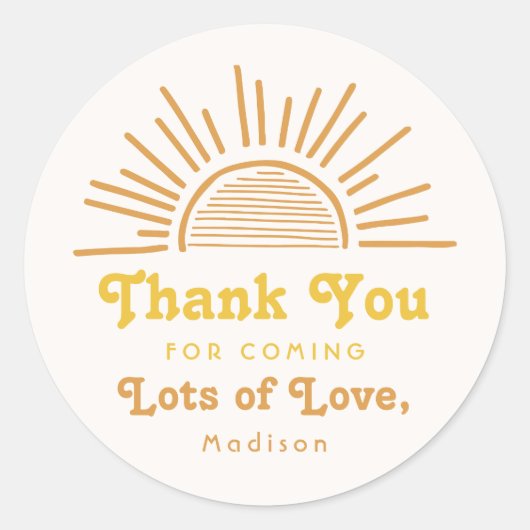 Here 来 The Sun Thank You Sticker | Sun Shower ラウンドシール (正面)
