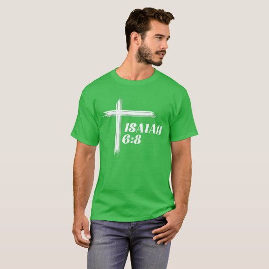 Here am I Send me Christian Cross Print on Front a Tシャツ (正面フル)