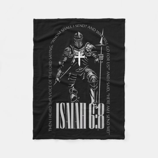 Here Am Send イザヤ書6章8節 十字軍 テンプル騎士団 フリースブランケット (正面)