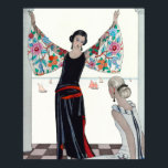 Here Are My Wings - George Barbier ポスター<br><div class="desc">Here are my wings! Vintage illustration of a woman showing her French haute couture evening dress. Art Deco illustration of the roaring twenties by George Barbier.</div>