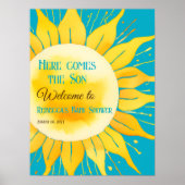 Here Boy 来 Blue Sunshine Baby Shower Welcome ポスター (正面)