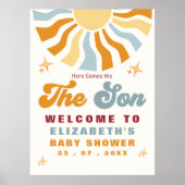 Here come the son - Retro Sun Baby Shower ポスター (正面)