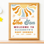 Here come the son - Retro Sun Baby Shower ポスター