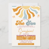 Here come the son - Retro Sun Baby Shower 招待状 (正面)