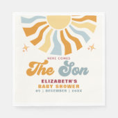 Here come the son - Sun Retro Baby Shower スタンダードランチョンナプキン (正面)