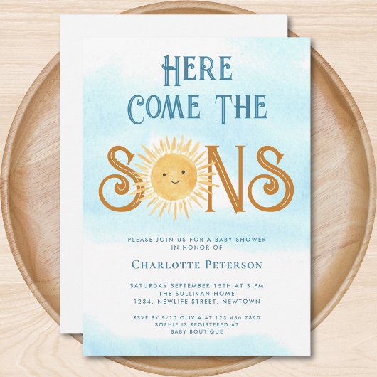 Here Come The Sons ベビーシャワー 招待状