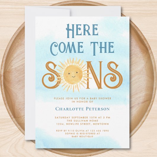 Here Come The Sons ベビーシャワー 招待状