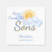 Here Come The Sons Twin Boys' Baby Shower スタンダードカクテルナプキン (正面)