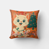 Here comes Santa Claws! Funny Santa Cat クッション (正面)