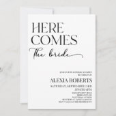 Here Comes The Bride ミニマル ブライダルシャワー 招待状 (正面)