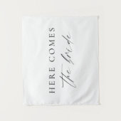 Here Comes the Bride Minimalistic Fabric Sign タペストリー (正面)