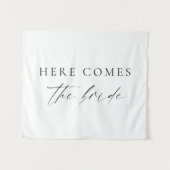 Here Comes the Bride Minimalistic Fabric Sign タペストリー (正面(横))