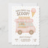 Here Comes the Scoop! | ピンクのアイスクリームトラック 招待状 (正面)