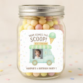 Here Comes the Scoop! Mint Ice Cream Truck Photo  スクエアシール