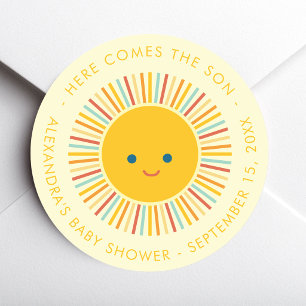 Here Comes the Son サンシャインボーイ ベビーシャワー ラウンドシール