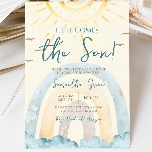 Here Comes the Son ベビーシャワー 招待状