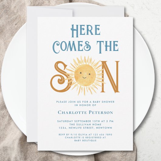 Here Comes The Son ベビーシャワー  招待状