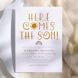 Here Comes The Son | ボヘミアン レインボー 男の子 ベビーシャワー 招待状
