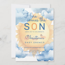 Here comes the son baby boy shower 招待状