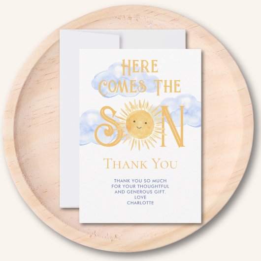 Here Comes The Son Baby Shower サンキューカード