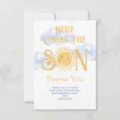 Here Comes The Son Baby Shower サンキューカード (正面)