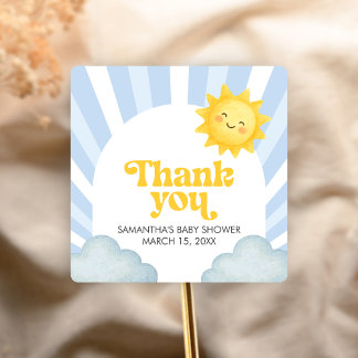 Here Comes the Son Baby Shower スクエアシール