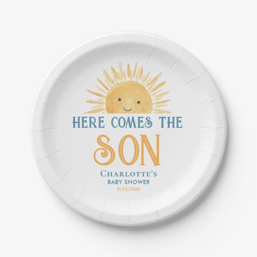 Here Comes The Son Baby Shower ペーパープレート (正面)