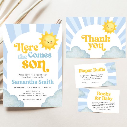 Here Comes the Son Baby Shower 招待状