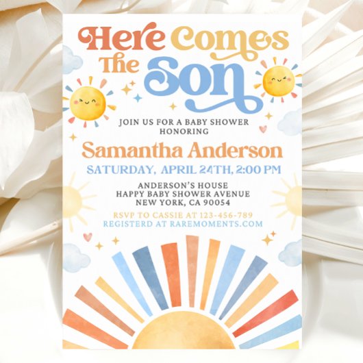 Here Comes The Son Baby Shower Invitation 招待状