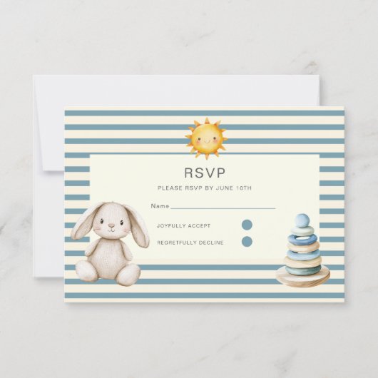 Here comes the son baby shower rsvp card (正面)