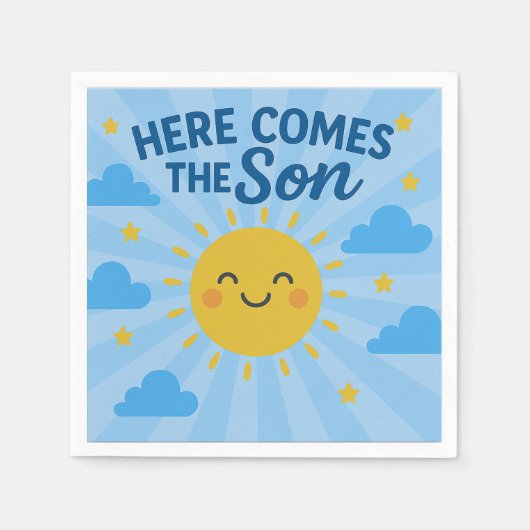Here Comes the Son Baby Shower- Sunshine スタンダードカクテルナプキン (正面)