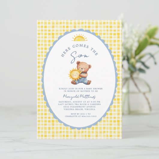 Here Comes the Son Bear Baby Shower Invitation  招待状 (スタンド正面)