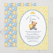 Here Comes the Son Bear Baby Shower Invitation  招待状 (正面/裏面)