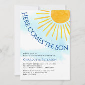 Here Comes The Son Blue Sky Baby Shower Invitation 招待状 (正面)
