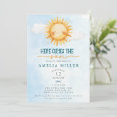 Here Comes the Son Blue Sky Boy Baby Shower 招待状 (スタンド正面)