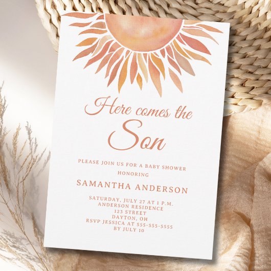 Here Comes The Son Boho Baby Shower 招待状