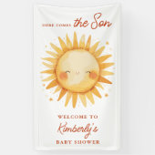 Here Comes The Son Boho Cute Baby Shower Welcome 横断幕 (縦)