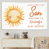 Here Comes The Son Boho Cute Welcome Baby Shower 横断幕