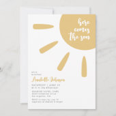 Here Comes The Son Boho Minimal Baby Shower 招待状 (正面)