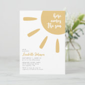Here Comes The Son Boho Minimal Baby Shower 招待状 (スタンド正面)
