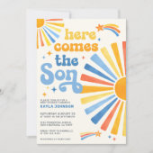 Here Comes the Son Boho Sun Boy Baby Shower 招待状 (正面)