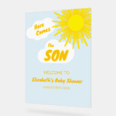 Here Comes The Son Boy Baby Shower アクリルサイン (傾斜)