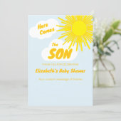 Here Comes The Son Boy Baby Shower サンキューカード (スタンド正面)